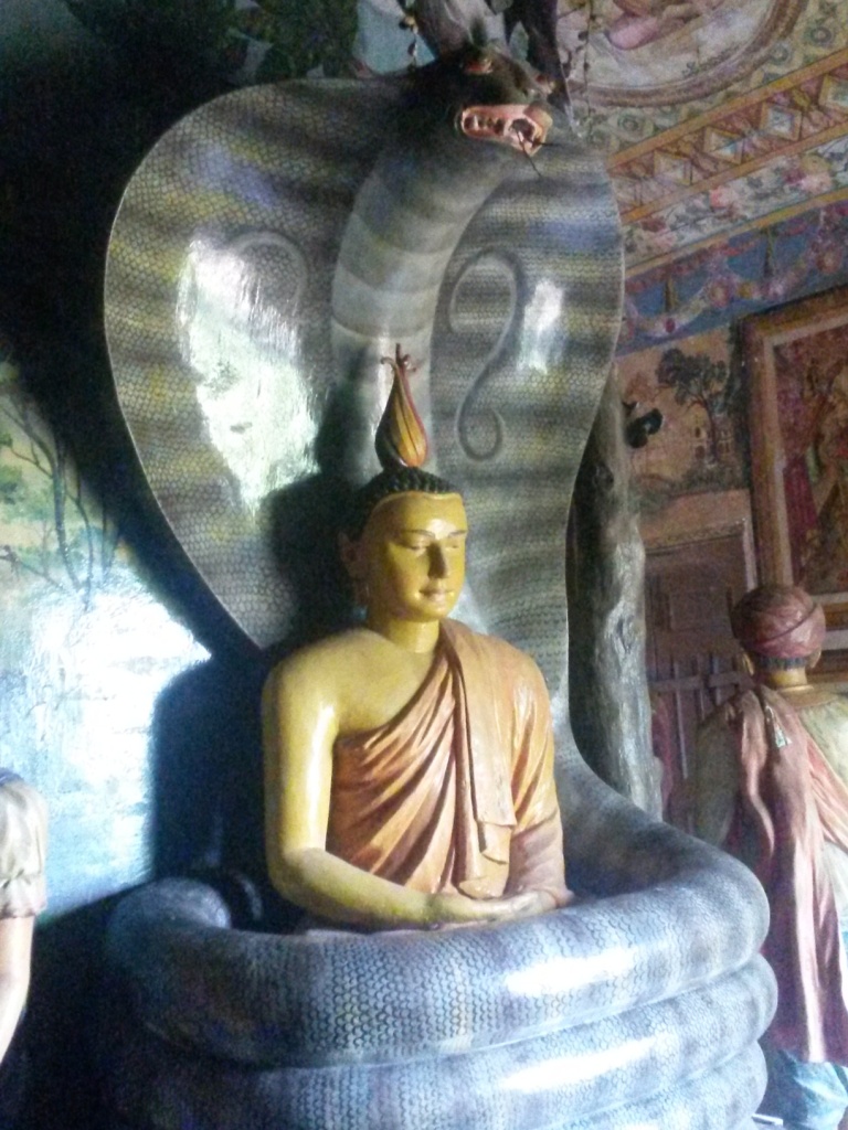 A cobra buddha at the local temple