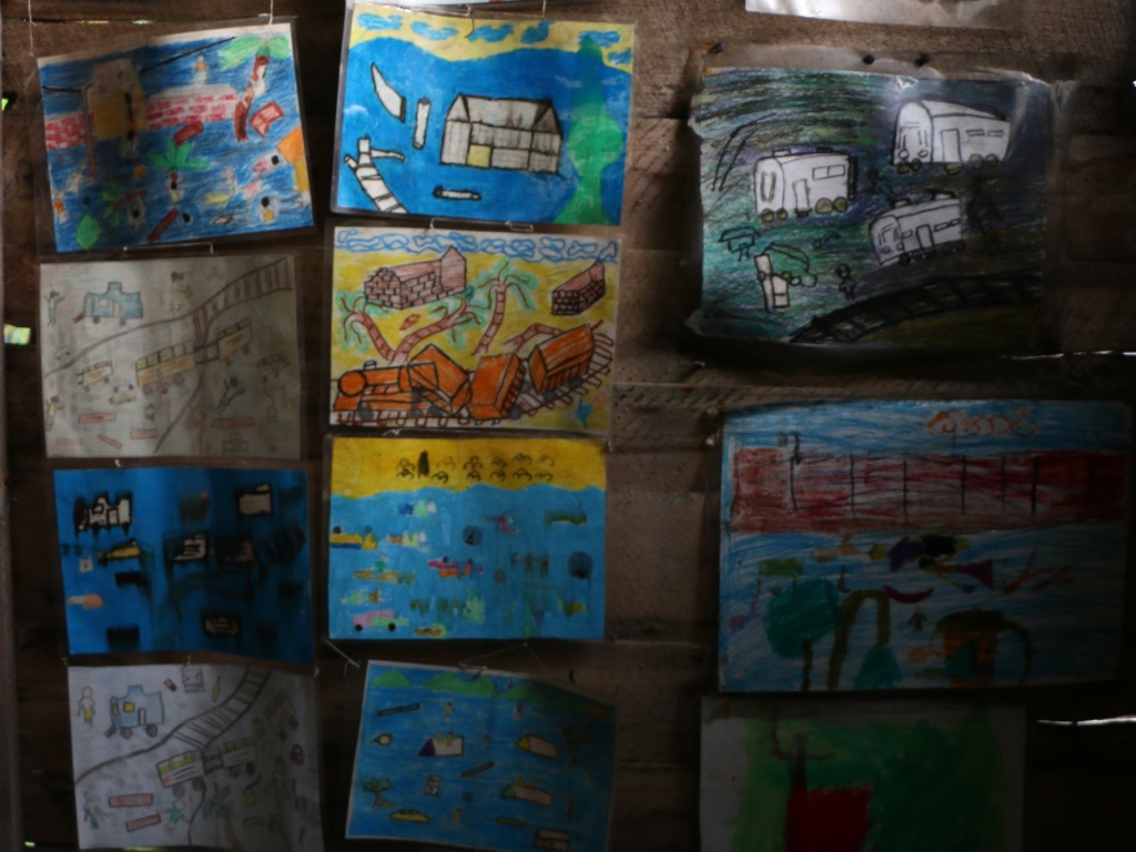 In addition to photos depicting the havoc caused by the tsunami, the museum also shows children's drawings dealing with the big wave